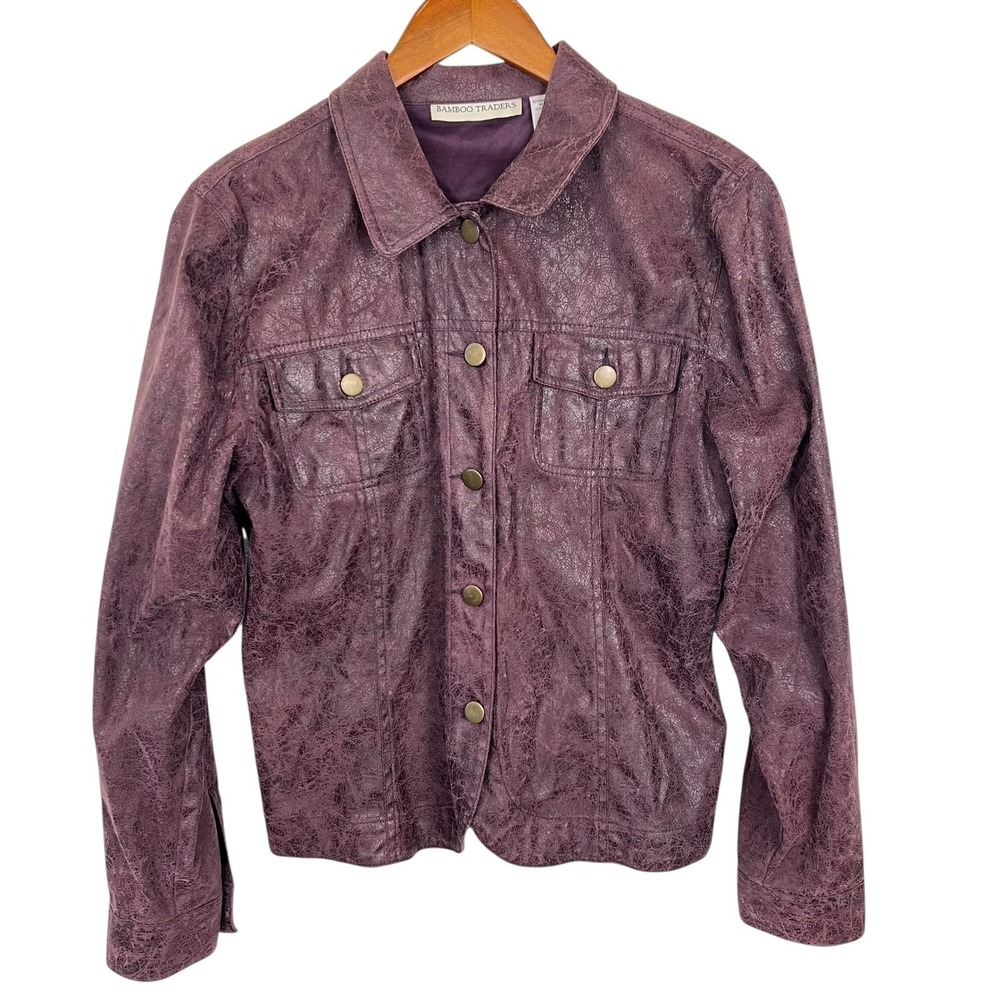Bamboo Traders Jacket Medium Indie Grunge Faux Suede Purple Rocker Alternative
